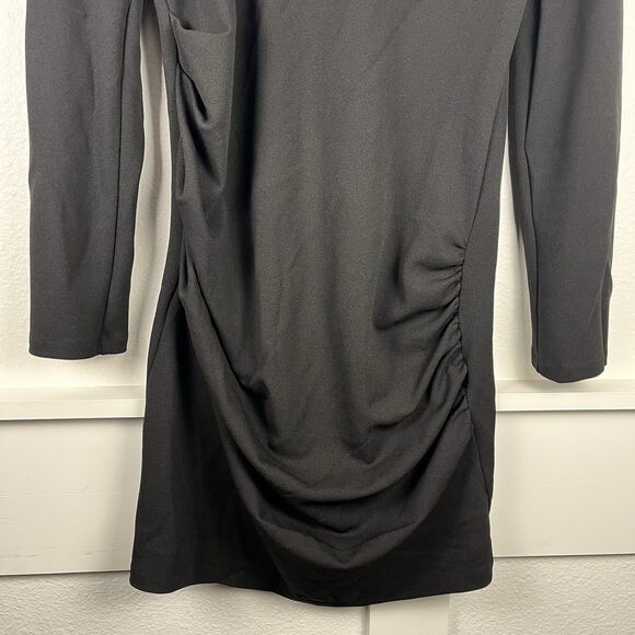 Zara Dress Womens Large Black Long Sleeve Ruched Mini Elegant Party Stretchy - Picture 5 of 8